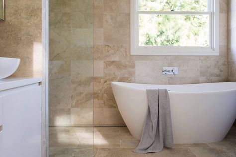 Sandstone Bathroom, Coastal Cottage Bathroom, Kitchen Cost, Sandstone Tiles, Cottage Bathroom, Coastal Living Rooms, Main Bathroom, St Ives, Marble Bathroom