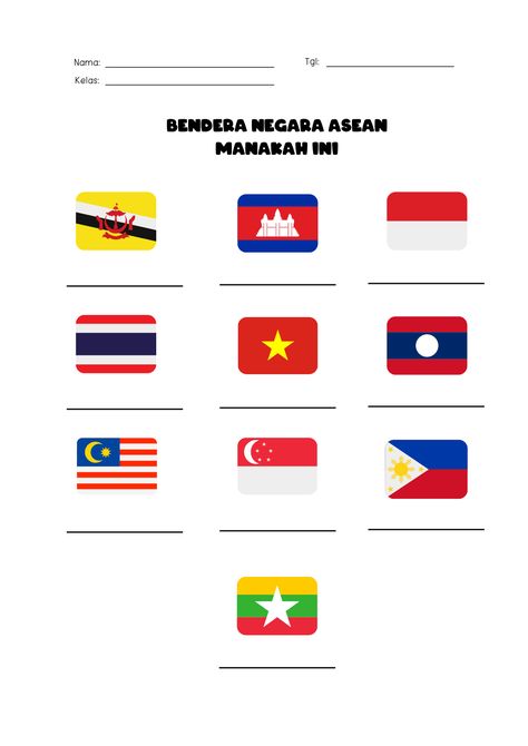 Lembar kerja latihan soal bendera negara ASEAN kelas 5 SD IPS. Ayo siapa yang bisa menjawab semua tanpa melihat catatan. Tulis di kolom komentar ya Nabi Muhammad, Manik Manik, Kitchen Cabinet Design, Cabinet Design, Kindergarten Activities, Peta, Kitchen Cabinet, Cake, Quick Saves