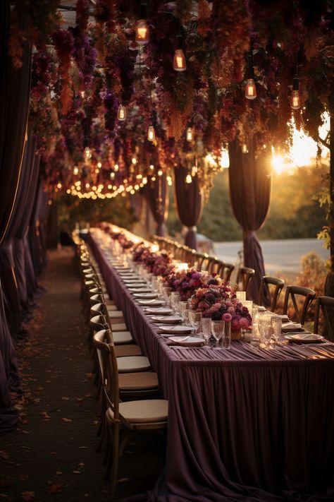 Burgundy Bliss: A Vineyard Harvest Wedding Reception – A Sparkly Life for Me Wine Wedding Theme, Pergola Decor, Wine Theme Wedding, Autumn Wedding Ideas, Harvest Wedding, Wedding Business Ideas, Vineyard Weddings, Dinner Party Table Settings, Courtyard Wedding