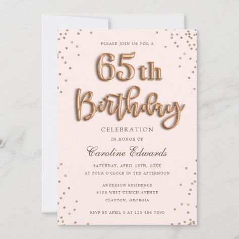 $ 2.9 | Glitter Rose Foil Balloons 65th Birthday Elegant - glitter, foil, balloons, elegant, rose gold, champagne, blush, birthday, birthday invitation, 65th birthday 65th Birthday Invitations, Birthday Elegant, Birthday Dinner Invitation, 90th Birthday Invitations, Gold Foil Balloons, 20th Birthday Party, Glitter Rose Gold, Rose Gold Invitations, 16th Birthday Invitations