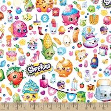 Shopkins Packed Party Cotton Fabric by the Yard Shopkins Wallpaper, Shopkins Birthday, Shopkins Party, Party Cartoon, Bitty Baby, Craft Store, Party Packs, Cute Crafts, Cotton Quilts