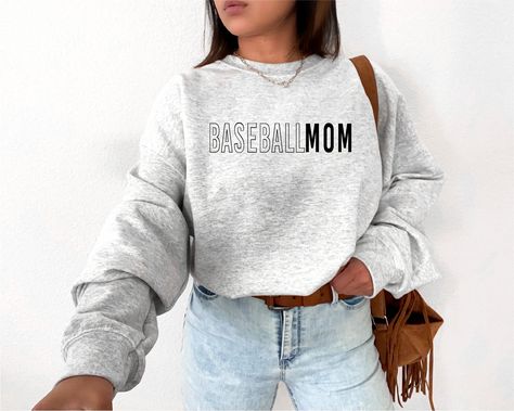 Custom Crewneck Sweatshirts, Baseball Sweatshirts, Mama Sweatshirt, Gildan Sweatshirts, Baseball Mom, Girl Sweatshirts, Sweaters Crewneck, Sweater Making, Fitted Sweater