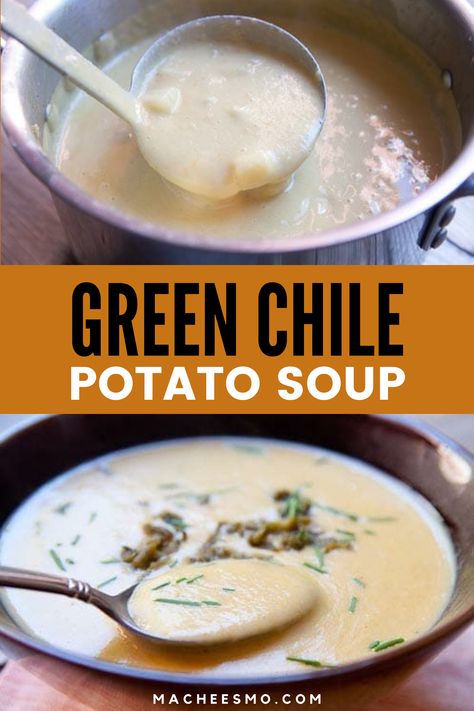 Cream Of Green Chile Soup, Cream Of Green Chili Soup, Jalapeno Potato Soup, Jalapeño Potato Soup, Potato Tacos With Green Chilies, Potato And Green Chili Soup, Potato Green Chili Soup, Green Chili Potato Soup, Southwest Potato Soup