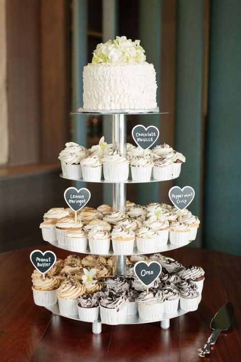 Cupcake Tower Wedding, Small Wedding Cakes, Torte Cupcake, Romance Wedding, Cupcake Display, Southern Bride, Cupcake Tower, Wedding Cakes With Cupcakes, Simple Wedding Cake