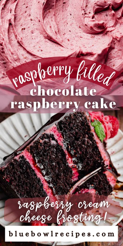 Raspberry Cake Ideas, Raspberry Cakes Birthday, Chocolate Cake With Raspberry Sauce, Chocolate Cake With Raspberry Frosting, Girly Chocolate Cake, Chocolate Cake Icing Ideas, Dark Chocolate Raspberry Cake, Dessert Recipes Unique, Unique Cake Flavors And Fillings