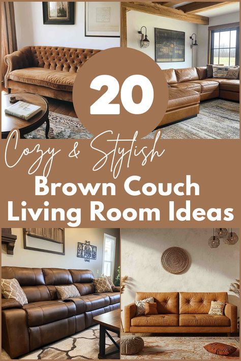 Looking for ways to style your brown couch? Here are 20 beautiful living room ideas that make your brown sofa the perfect centerpiece, combining comfort and elegance. #BrownCouchDecor #LivingRoomIdeas #HomeDecorInspiration #CozyLivingRoom #InteriorDesignTips Tan Corduroy Couch Living Room, Cozy Living Rooms Brown Leather Couch, Living Room Ideas With Brown Furniture, Cozy Living Rooms Brown Couch, Chestnut Leather Couch, Living Room Leather Couch Ideas, Living Room Decor With Brown Sofa, Chocolate Brown Living Room Ideas, Leather Sofas Living Room Ideas