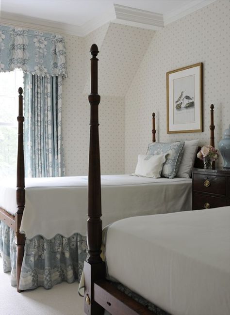 Decorating A Boy/Girl Shared Room - Emily A. Clark French Country Guest Room, Boy And Girl Shared Room, Bedroom Blue, French Country Bedrooms, Traditional Bedroom Decor, Twin Bedroom, Shared Room, Classic Bedroom, Country Bedroom