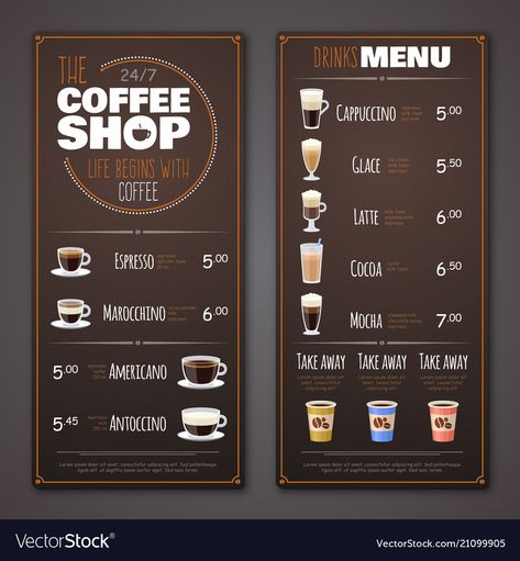 Coffee Menu Design, Menu Board Design, Drink Illustration, Cafe Menu Design, Menu Card Design, Coffee Shop Menu, Menue Design, Menu Design Template, Design Café