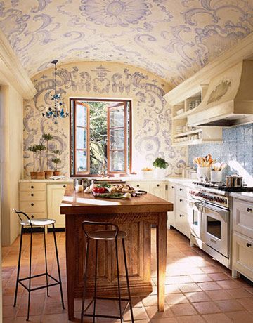 Romantic: Kitchen...What a kitchen! It feels heavenly. I would always want to be in this room cooking if it were in my home. French Country Kitchen Designs, Romantic Kitchen, Country Kitchen Designs, French Country Kitchens, Classic Kitchen, French Country Kitchen, French Kitchen, Kitchen Pictures, Kitchen Colors