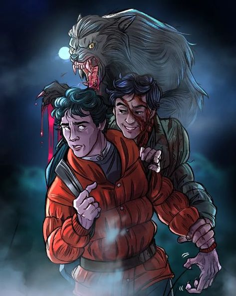 Georgia M 🌘✨ on Instagram: "Ah-hoo, werewolves of London 🎶🐺 Second part of the Halloween "Draw 6 Characters" challenge! #awil #anamericanwerewolfinlondon #werewolf #werewolfwednesday #davidkessler #jackgoodman #fanart #monster #monstermovie #illustration #halloween #spooktober #horror #gore" Werewolf Horror Art, Draw 6 Characters, Horror Movie Fanart, Werewolf Fanart, System Faceclaims, Werewolf Horror, Halloween Draw, Horror Artwork Illustrations, Werewolf Drawing