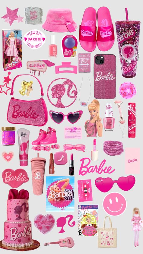 #barbie Hot Pink Room, Early 2000s Party, Barbie Bachelorette, Y2k Stickers, Pink Lifestyle, Barbie Theme, Color Collage, Campaign Posters, Pink Life