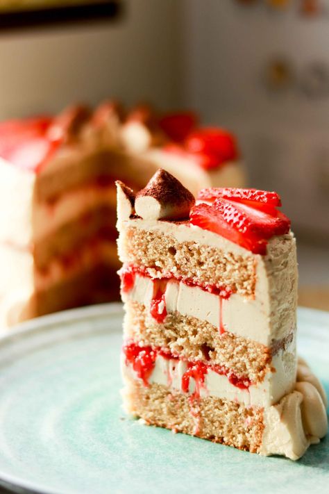 Because Why Not - Peanut Butter and Strawberry Jam Cake with Peanut Butter Swiss Buttercream Frosting Peanut Butter And Jelly Cake Recipe, Icing For Cakes, Swiss Buttercream Frosting, Strawberry Jam Cake, Jam Cake, Peanut Butter Jelly Time, Swiss Buttercream, Peanut Butter Cake, Jelly Cake