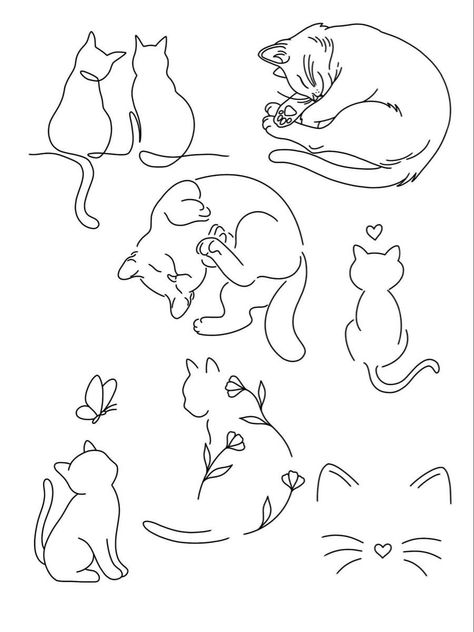 Good Tattoo Ideas, Black And White Cat Art, Cute Cat Doodles, Tattoo Gato, Cat Outline Tattoo, Good Tattoo, 블로그 디자인, Cat Tattoo Simple, Kitty Tattoo