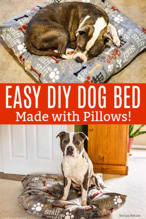 Dog Bed Diy Pillow, How To Make A Dog Bed Out Of Pillows, Diy Dog Pillow For Large Dogs, Diy Dog Bed For Medium Dog, Dog Bed Quilt, Diy Dog Bed With Pillows, Easy Dog Beds How To Make, How To Make A Pet Bed, Doggie Beds Diy