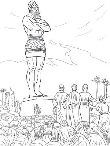 Daniel's Friends Refused to Worship the Statue coloring page from ... Prophet Daniel, King Nebuchadnezzar, Daniel And The Lions, Fiery Furnace, Sunday School Coloring Pages, Bible Story Crafts, Preschool Bible, Bible School Crafts, Bible Coloring Pages