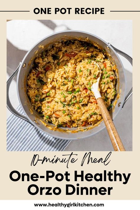 One Pot Orzo Recipes Vegan, Instapot Orzo, Orzo Vegetarian Recipes, Healthy Orzo, Veggie Orzo, Orzo Dinner, 10 Minute Dinner, Vegan Orzo, Gluten Free Orzo