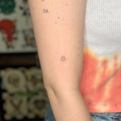 Mini Ladybug Tattoo, Little Ladybug Tattoo, Independent Tattoo Ideas, Little Bug Tattoo, Dainty Ladybug Tattoo, Cute Ladybug Tattoo, Small Ladybug Tattoo, Tattoo Ladybug, Ladybug Tattoo Ideas