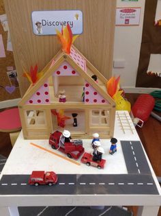 Fire Safety Dramatic Play Preschool, Fire Station Role Play Eyfs, Fire Fighter Dramatic Play Preschool, Fire Station Preschool, People Who Help Us Eyfs Activities, People Who Help Us Eyfs, Fire Station Dramatic Play, Firefighter Play, Fire Safety Theme