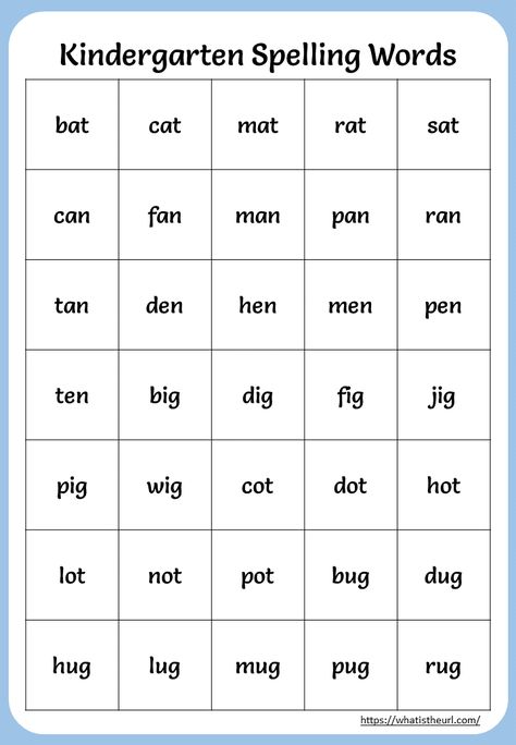 Kindergarten Spelling Words Spelling Word Activities Kindergarten, Spelling Test Kindergarten, Kindergarten Weekly Spelling Words List, Spelling For Preschoolers, Spelling Words Kindergarten, Preschool Spelling Words, Kindergarten Words List, Spelling Words For Kindergarten, Kindergarten Spelling Words List