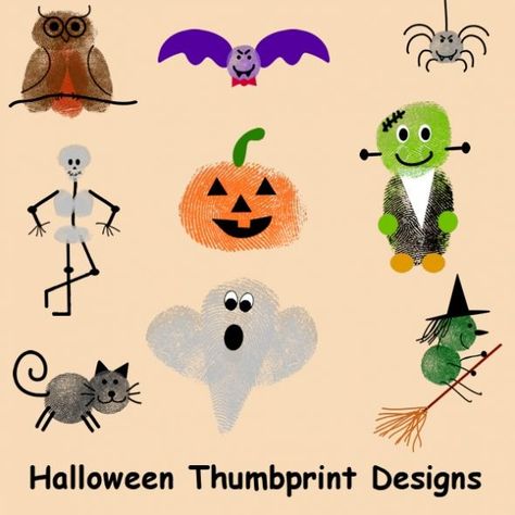 Thumbprint Characters for Greeting Cards and Scrapbooking Noodle Crafts, Thumbprint Art, Toddler Painting, Fingerprint Art, Casa Halloween, Golden Time, Footprint Art, Handprint Crafts, Afterschool Activities