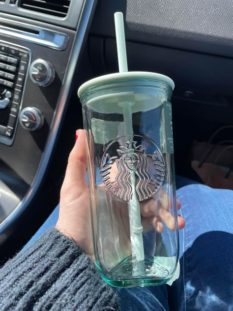 After searching all over, I found it on Amazon. 🤗 ⤵️ This 16 fl oz recycled glass, single-wall cold cup is made with a lot of earth-friendly elements: 100% post-consumer recycled glass; a 100% recycled plastic lid including 25% post-consumer recycled plastic; and a 50% recycled plastic straw including 12.5% post-consumer recycled plastic. - Single-Wall Glass - For Cold Beverages Only - Hand Wash Only - Do Not Microwave Glass Starbucks Cup, Found It On Amazon, Bagel Bar, Trendy Water Bottles, 16 Oz Tumbler, Pretty Mugs, Starbucks Recipes, Aesthetic Coffee, Iced Coffee Cup