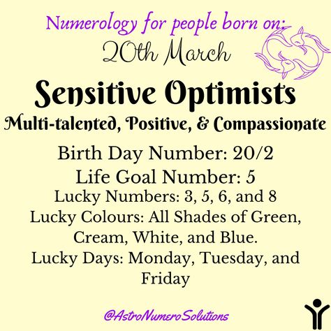 #BornOn20thMarch #ItsYourBirthday #HappyBirthday . #Numerology #Astrology #AstroNumeroSolutions #SolutionsForLife #Byrappa #Zoiirem #Zoiiremian #BirthDayNumber #LifeGoalNumber #LuckyNumber #LuckyColours #LuckyDays #LiveYourBestLife #SoulLessons #AllAboutYou #NumerologyReading #BirthDayNumber20 #LifeGoalNumber5 #March20th #March20 #20thMarch #20March #20 #2 #Pisces #Zodiac Ancient History Facts, Lucky Colour, March 20th, Birthday Numbers, Lucky Number, 20th Birthday, Lucky Day, It's Your Birthday, Pisces Zodiac