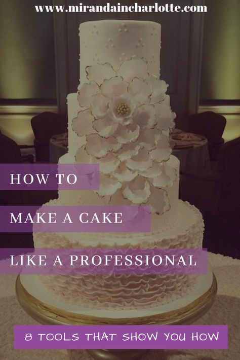 Professional Cake Recipe, Decorate A Cake, How To Stack Cakes, Cake Decorating For Beginners, Diy Wedding Cake, Make A Cake, Cake Decorator, Wedding Cake Recipe, Romantic Wedding Cake