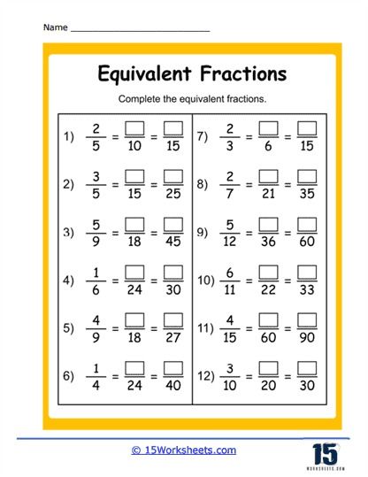 Equivalent Fractions Worksheets - 15 Worksheets.com Equivalent Fractions Worksheet 3rd Grade, Equivalent Fractions Worksheet, Teaching Map Skills, Worksheets For Grade 5, Numerator And Denominator, High School Maths, Teaching Maps, Finding Equivalent Fractions, Understanding Fractions