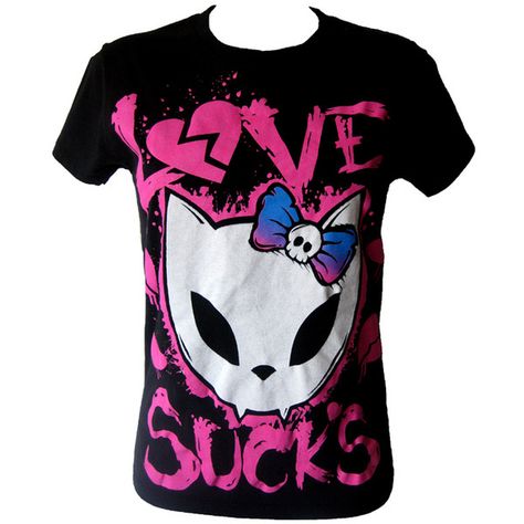 BBK Love Sucks T-Shirt | Gothic Clothing | Emo clothing | Alternative... ($23) ❤ liked on Polyvore featuring tops, t-shirts, shirts, 10. tops., punk shirts, shirt top, gothic t shirts, goth shirts and t shirt Scene Shirts, Emo Clothes For Girls, Love Sucks, Diy Clothes For Women, Grunge Shorts, Emo Shirts, Emo Clothing, Kid Life, Diy Clothes Videos