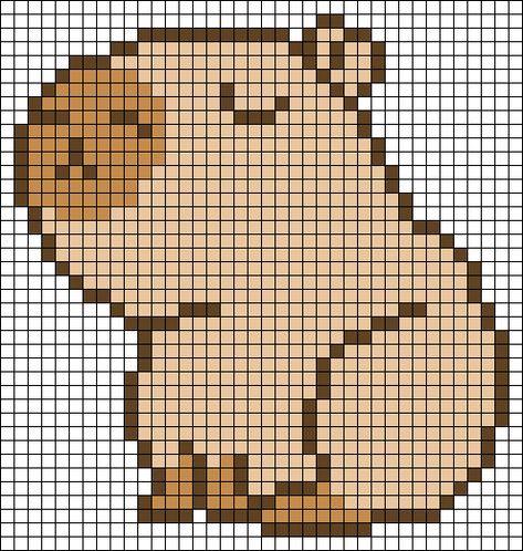 Alpha pattern #123481 | BraceletBook Cute Pixel Art Anime, Pixel Capybara, Pixel Art Easy Cute, Perler Bead Patterns Capybara, Capybara Perler Beads, Capybara Pixel Art, Pixel Art Grid Capybara, Capybara Alpha Pattern, Alpha Patterns Easy