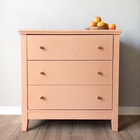 In this video I used Mud Paint in the colour Vintage Coral to completly transform this small dresser. #paintedfurniture #paintingfurniture #howtopaintfurniture #diy #mudpaint #peachfurniture #peachdresser Orange Painted Furniture, Coral Painted Furniture, Coral Furniture, Orange Dresser, Coral Paint Colors, Orange Furniture, Painted Furniture Colors, Clay Paint, Wooden Tags