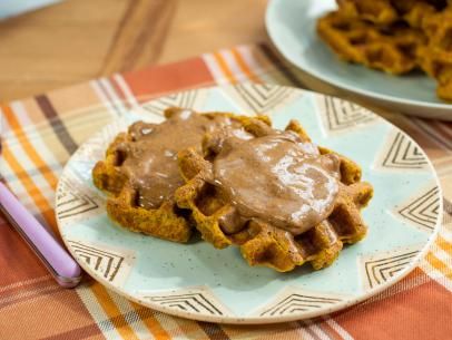 Pumpkin Protein Waffles, Hasselback Apples, Pumpkin Protein Pancakes, Almond Milk Cheese, Pumpkin Spice Waffles, The Kitchen Food Network, Pumpkin Protein, Savory Pumpkin Recipes, Protein Waffles