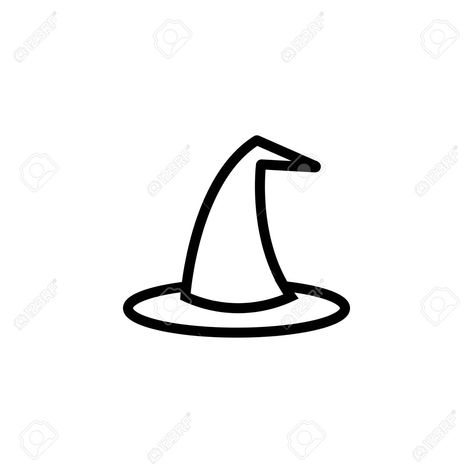 Small Halloween Drawings Easy, Simple Witch Hat Drawing, Cartoon Witch Hat, Witch Hats Drawings, Witch Hat Outline, Cute Witch Hat Drawing, How To Draw A Witch Hat, Which Hat Drawing, Simple Witch Drawing