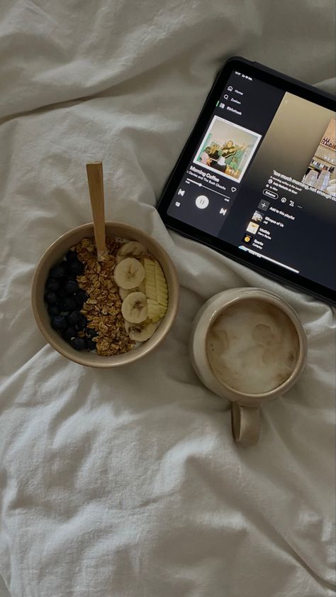 Breakfast, coffee, cappuccino, music, Spotify, playlist ideas, fruit, healthy, morning Early Morning Breakfast Aesthetic, Breakfast Ideas School Mornings, Morning Playlist Cover, Breakfast Aesthetic Mornings, Morning Breakfast Aesthetic, Healthy Breakfast Aesthetic, Good Morning Aesthetic, Morning Coffee Aesthetic, Morning Playlist