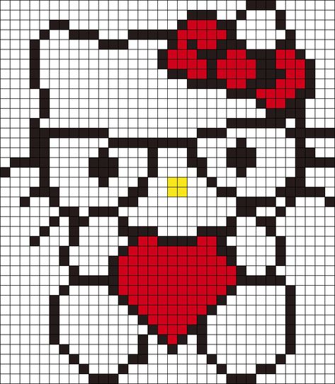 Kandi Patterns for Kandi Cuffs - Characters Pony Bead Patterns Hello Kitty Cross Stitch Pattern Free, Peeler Beads Patterns Hello Kitty, Hello Kitty Fuse Bead Pattern, Hello Kitty Pixel Pattern, Grid Hello Kitty, Hello Kitty Perler Beads Pattern, Hello Kitty Alpha Pattern, Stitch Perler Bead Pattern, Sanrio Beads