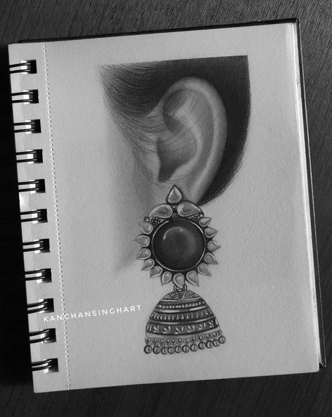 Jhumka Designs Sketch, Small Sketching Ideas, Jumka Drawings, Jhumka Painting On Canvas, Jhumka Drawing Sketch, Earrings Drawing Sketch, Sketches Pencil Aesthetic, Pencil Drawing Inspiration Creativity Sketch, Jhumka Drawing