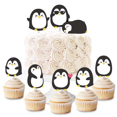 PRICES MAY VARY. Package includes 24 penguin cupcake picks with 8 different design, each design 3pcs, the cupcake toppers are single-sided. Great additional decorations to make your cupcake more attractive, your party will be full of smile face and joy. Perfect for boy or girls penguin theme birthday party, baby shower, animal theme party supplies, great addition to make your party a big hit. Also can be used for snacks, lunches, putting it into your bento boxes, it will be much more cute and ad Penguin Themed Birthday Party, Arctic Party, Penguin Cupcakes, Penguin Birthday Party, Penguin Baby Showers, Princess Cupcake Toppers, Penguin Birthday, 50th Birthday Party Decorations, Baby Shower Deco