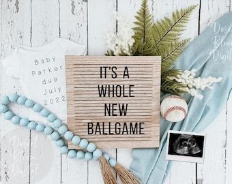 Baseball Baby Announcement, Baseball Pregnancy Announcement, Announcement Social Media Post, Baby Boy Gender Reveal, Pregnancy Reveal Photos, Gender Reveal Ultrasound, Pregnancy Announcement Social Media, Baby Boy Baseball, Pregnant With Boy