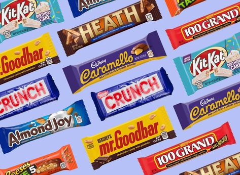 Here are some of the unhealthiest candy bars on the market, ranked from bad to the absolute worst. When in doubt, remember there are fun-sized bars! Low Calorie Candy, Bad Candy, Milk Toffee, Grocery Store Shelves, Chocolate Candy Bars, Strawberry Pop Tart, Flash Ideas, Popular Candy, Heath Bars