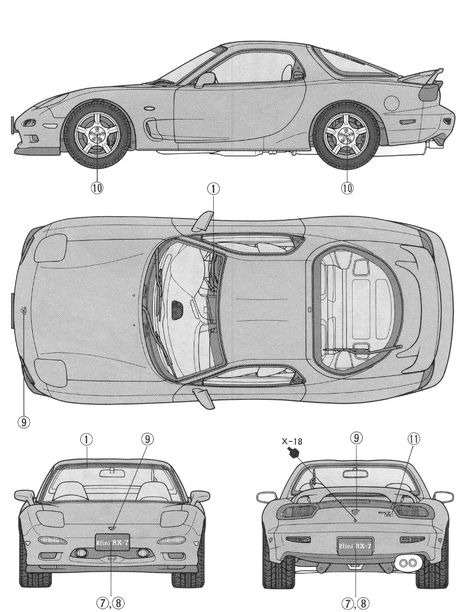 Mazda RX-7 Efini Mazda Rx7 Blueprint, Mazda Rx7 Design, Rx7 Blueprint, Rx7 Sketch, Mazda Rx7 Drawing, Car Blueprint, 3d Maya, Mazda 323, Mazda Rx 7