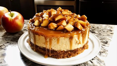 This Caramel Apple Cheesecake is the ultimate fall dessert! With creamy cheesecake, spiced apples, and rich caramel sauce, it's a flavor-packed treat that screams autumn. Whether you're hosting a gathering or treating yourself, this indulgent dessert is a must-try. Unlock the secret to this amazing dish – get the recipe now! #CaramelAppleCheesecake #FallDesserts #CheesecakeRecipe #EasyCheesecake #AppleCheesecake #CaramelDessert #BakingInspiration #AutumnRecipes #SweetTreats #DessertLovers Caramel Apple Spice Cake, Caramel Apple Cheesecake Recipes, Spiced Cheesecake, Apple Topping, Southern Caramel Cake, Pumpkin Pecan Cobbler, Banana Split Cake, Apple Spice Cake, Caramel Apple Cheesecake