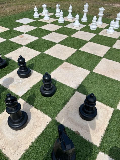 Huge Chess Board, Garden Chess Set, Garden Chess Board, Lawn Chess, Giant Chess Board, Garden Chess, Blanket Storage Ideas, Outdoor Chess, Giant Checkers