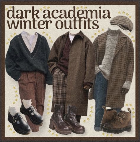 Winter Outfits Retro, Winter Outfits Dark Academia, Winter Outfits Grunge, Dark Academia Winter Outfit, Winter School Outfits, Dark Academia Winter, Dark Academia Outfits, Dark Academia Outfit, Academia Aesthetics