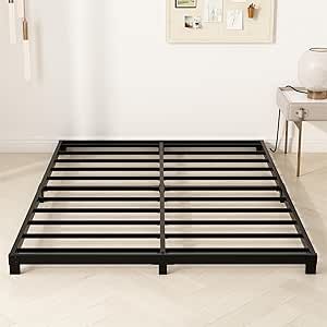 Goth Bed Frame, Short Bed Frame, Aesthetic Bed Frames, Low Rise Bed, Floor Bed Ideas For Adults, Black Bed Frames, Bed Frame Low, Cheap Bed Frame, Full Metal Bed Frame