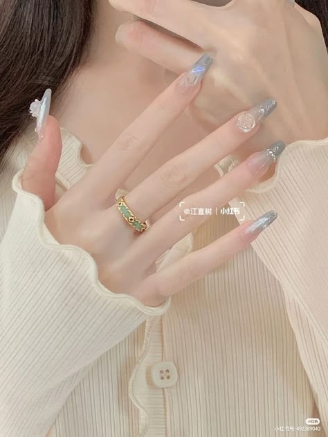 Douyin Nails Blue, Douyin Nails, Neutral Nail Art Designs, Neutral Nail Art, Asian Nails, Hello Nails, Nails Today, Korean Nails, Nails Blue