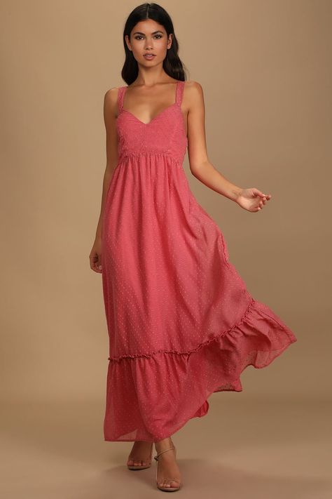 Dusty Purple Dress, Coral Sundress, My Love Story, Beachy Dresses, Flowy Maxi Skirts, Pink Cocktail Dress, Wedding Guest Dresses, Chiffon Maxi Dress, Tiered Maxi Dress