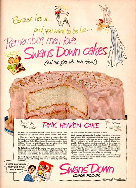 Heaven Cake Recipe, Heaven Cake, Swans Down Cake Flour, Vintage Pasta, 귀여운 음식 그림, Retro Food, Vintage Baking, Vintage Dessert, Vintage Cooking