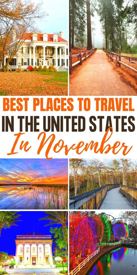 November is a great time for an escape in the USA. Hitting a national park in early November can mean cool dry temps without the crowds. Or you can catch the Christmas festivities before the crowds show up in many attractions. Either way November is a great time of year to travel in the US. #travel #usa October Travel Destinations, October Travel, Smoky Mountains Vacation, Mountain Vacations, Fall Travel, On The Road Again, Vacation Places, Road Trip Usa, Fall Family