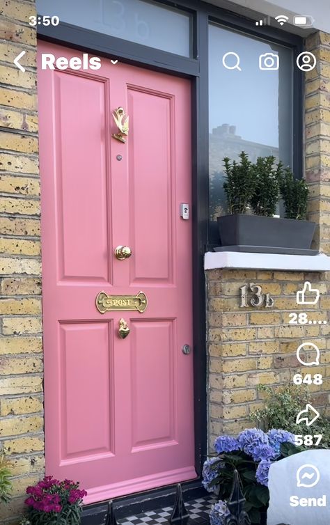 Pink Front Door, Gallery Interior, Art Gallery Interior, Pink Houses, Curb Appeal, Front Door, Art Gallery, Exterior, Pink