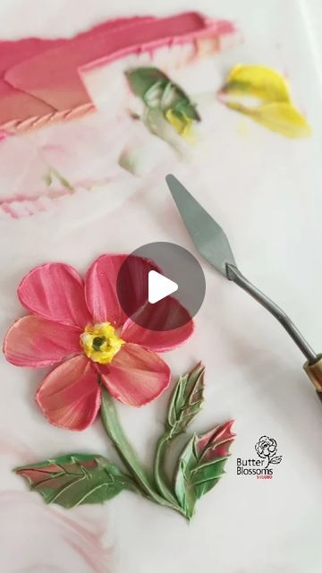 Flower Pallete Cake, Palette Knife Painting On Cake, Palette Buttercream Flowers, Spatula Painted Cake Tutorial, Spatula Painted Cake Flowers, Palette Knife Cake Flowers, Palette Knife Buttercream Cake, Pallete Knife Cakes, Pallet Knife Cake Decorating